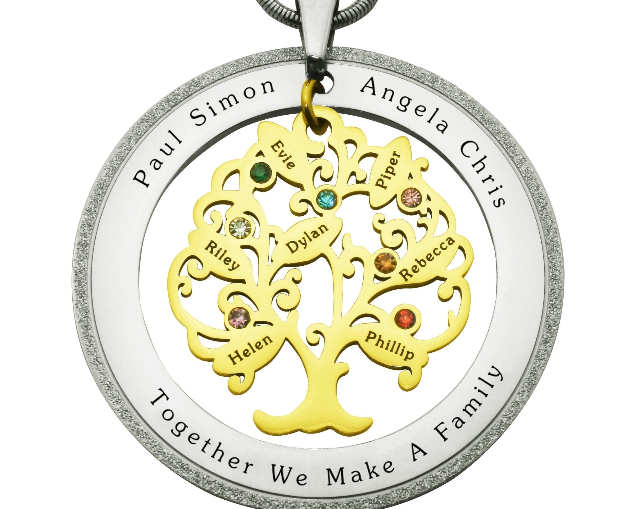 Tree of My Life Sparkling Washer and Birthstones | Personalised Necklace - Family Tree Necklaces by Belle Fever