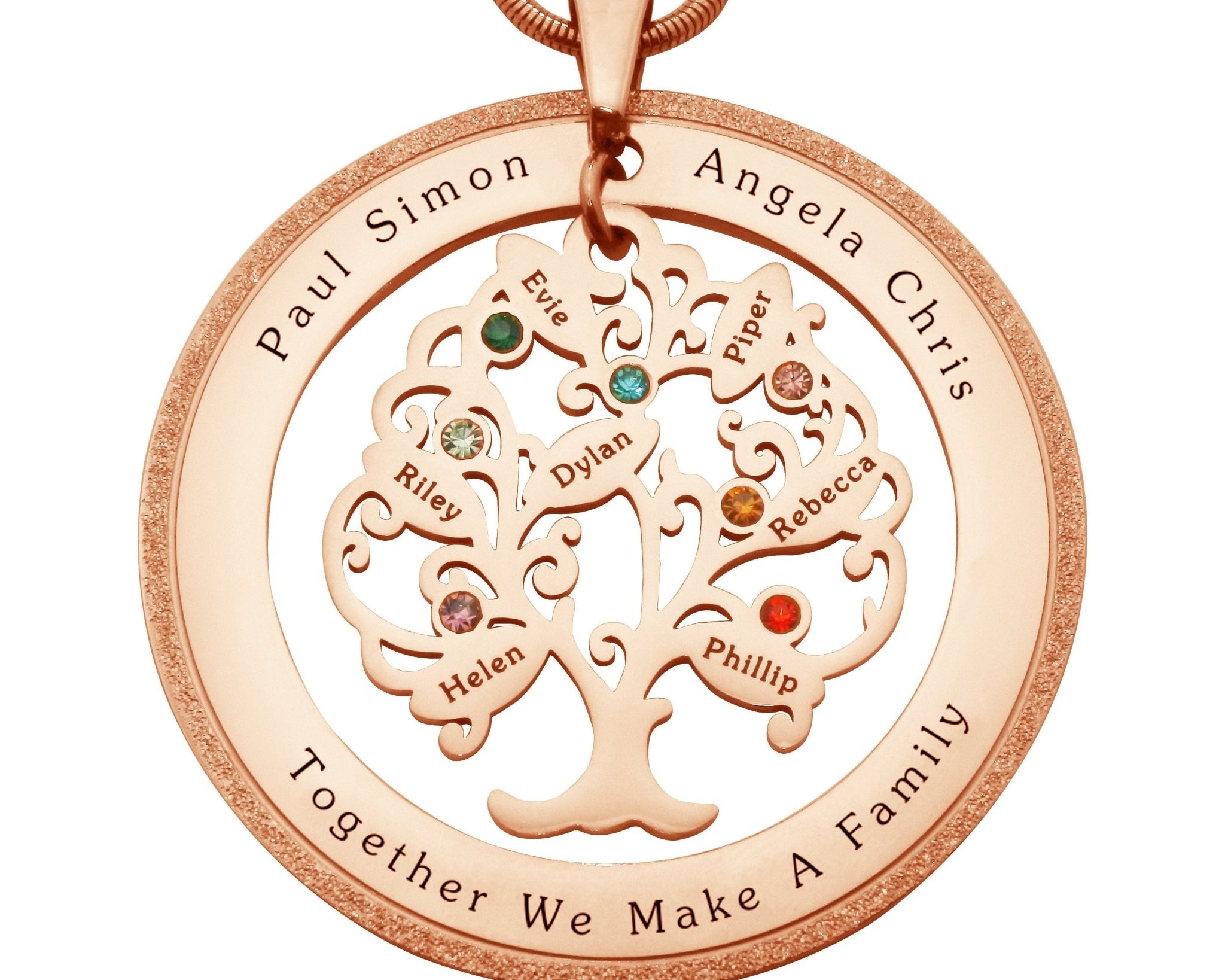 Tree of My Life Sparkling Washer and Birthstones | Personalised Necklace - Family Tree Necklaces by Belle Fever