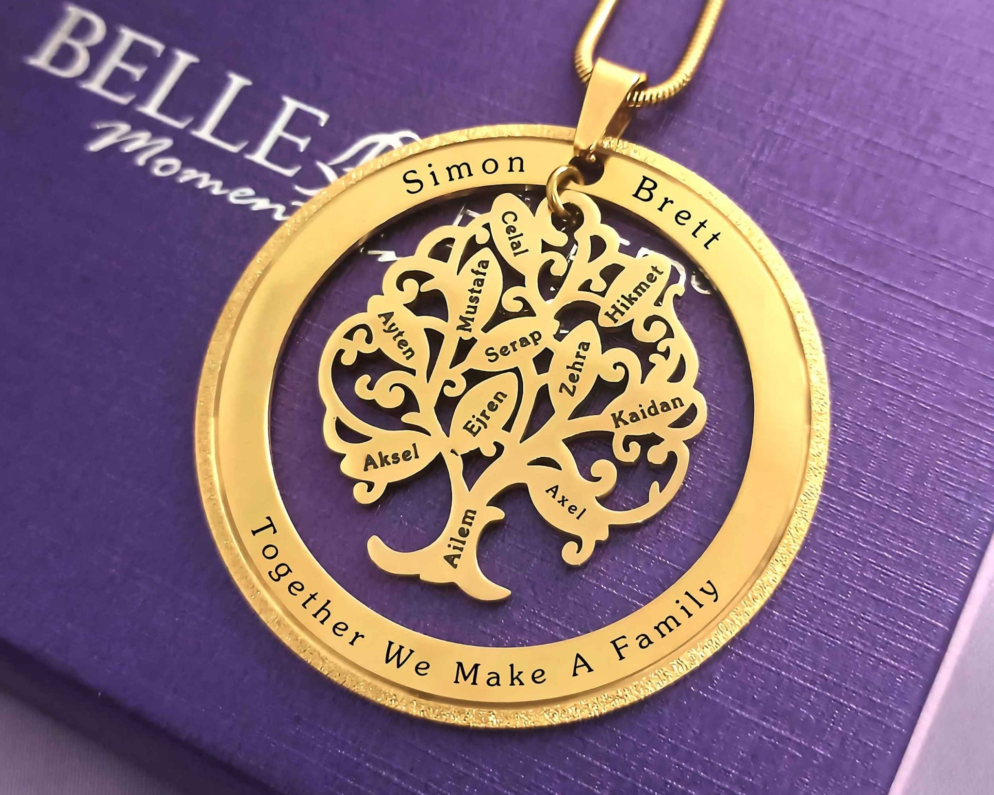 Tree of My Life Sparkling Washer | Personalised Necklace - Family Tree Necklaces by Belle Fever