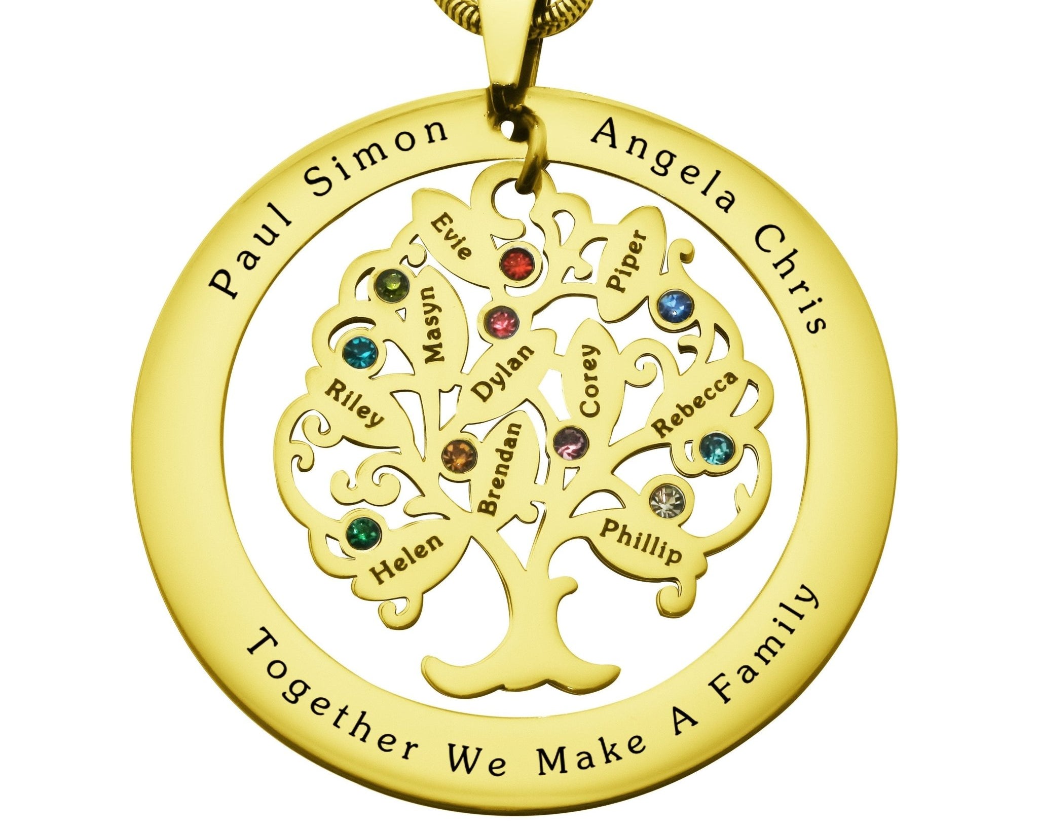 Tree of My Life Washer Birthstones | Personalised Necklace - Family Tree Necklaces by Belle Fever