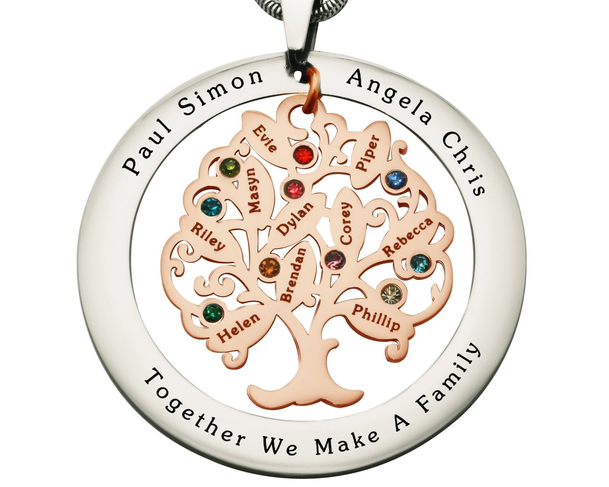 Tree of My Life Washer Birthstones | Personalised Necklace - Family Tree Necklaces by Belle Fever