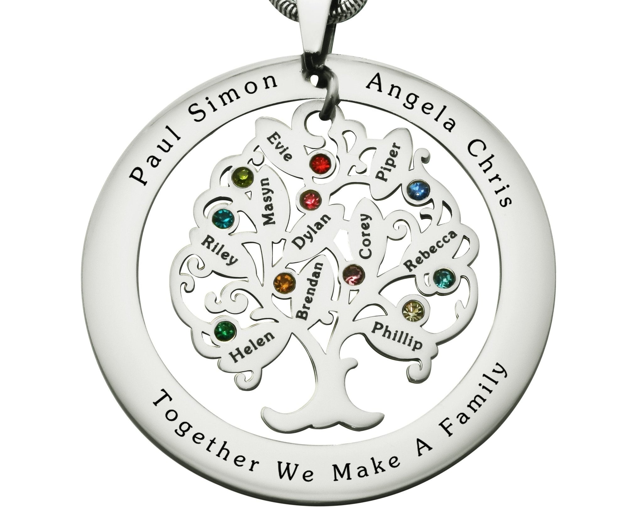 Tree of My Life Washer Birthstones | Personalised Necklace - Family Tree Necklaces by Belle Fever