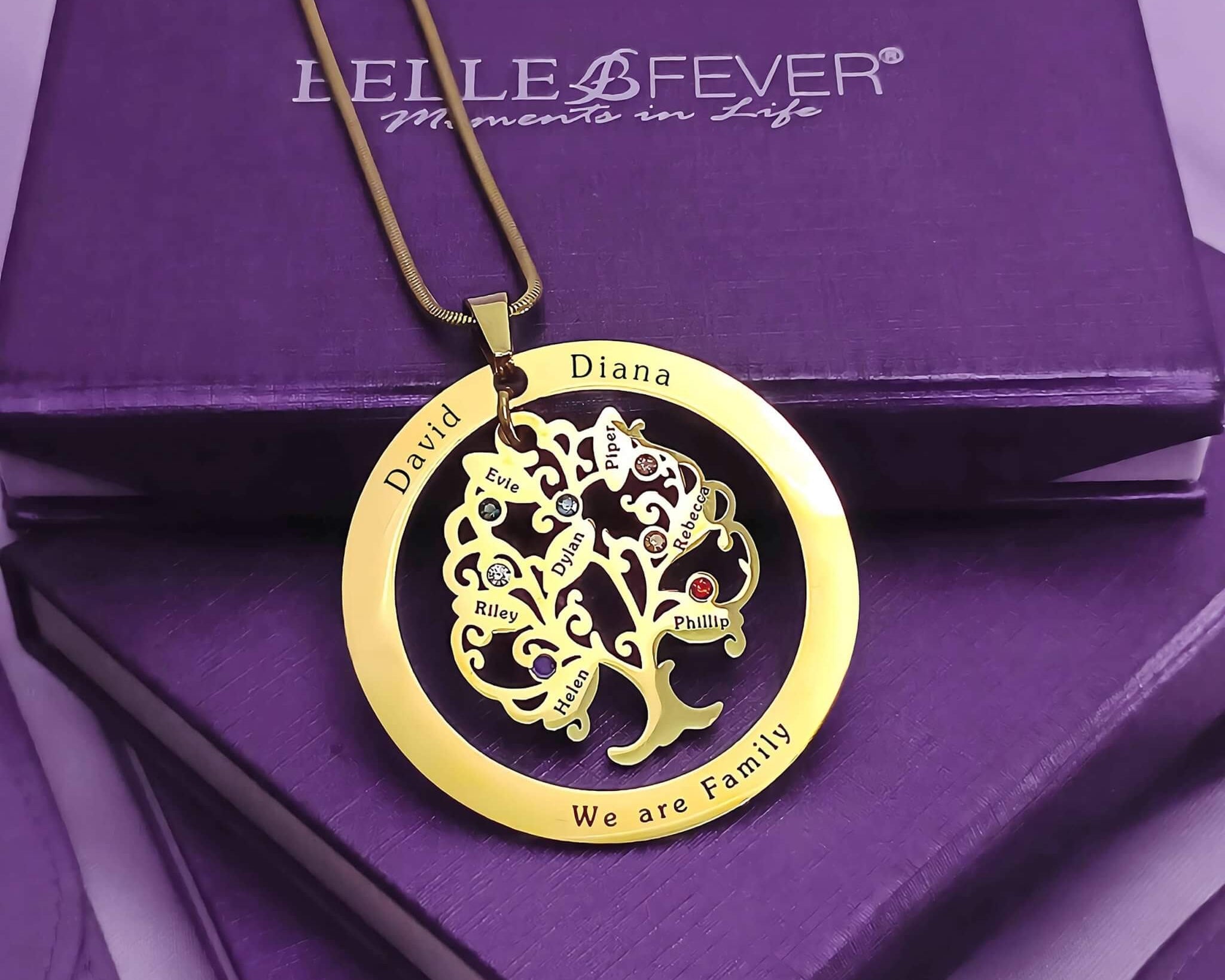 Tree of My Life Washer Birthstones | Personalised Necklace - Family Tree Necklaces by Belle Fever