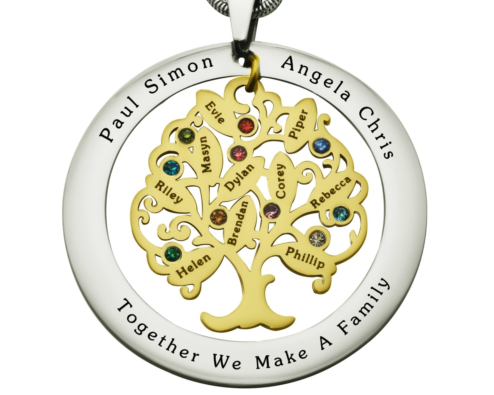 Tree of My Life Washer Birthstones | Personalised Necklace - Family Tree Necklaces by Belle Fever