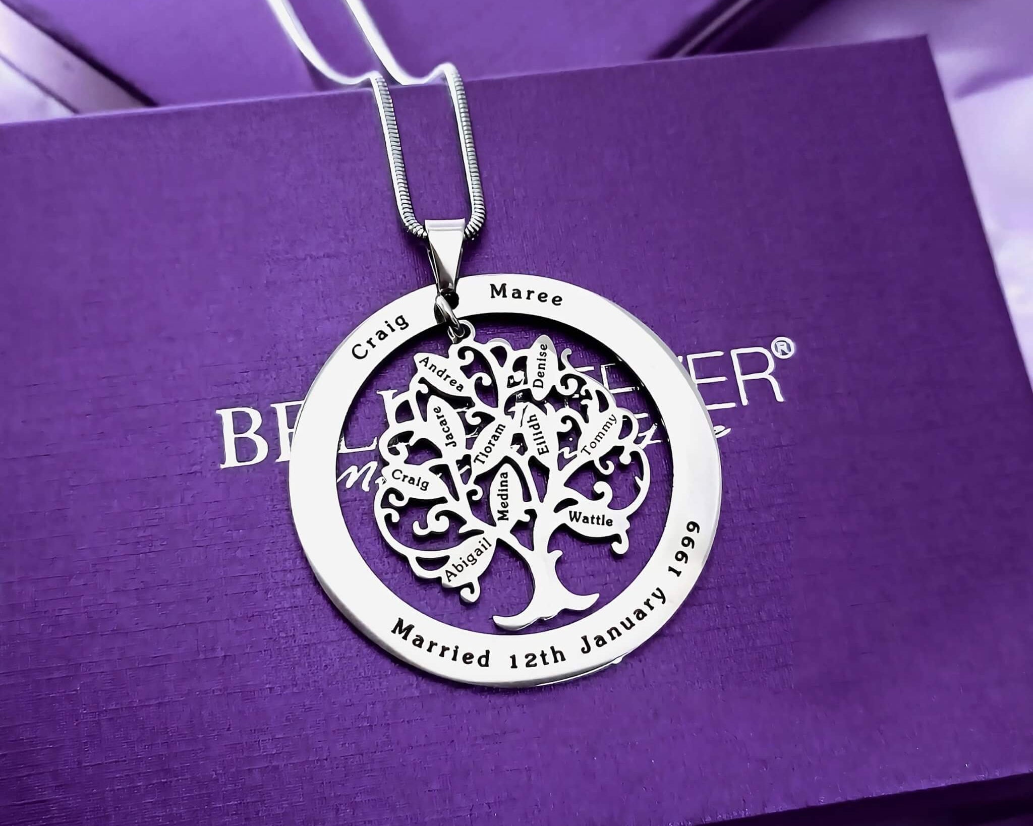 Tree of My Life Washer | Personalised Necklace - Family Tree Necklaces by Belle Fever