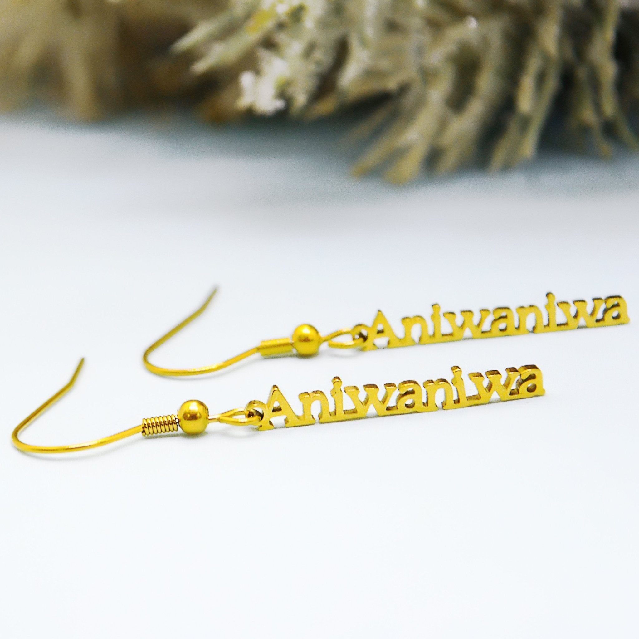 Vertical Name Personalised Earrings - Earrings by Belle Fever